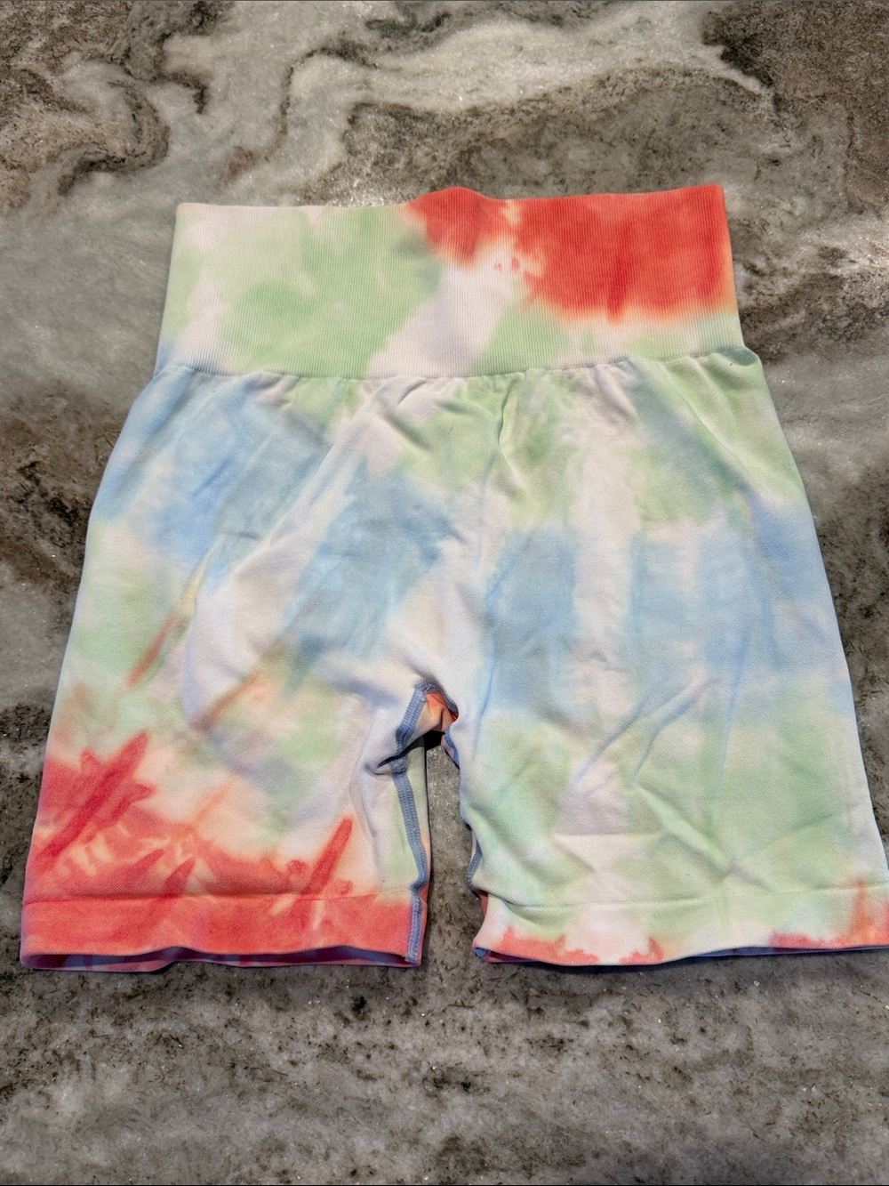 Tie-Dye High-Waist Athletic Booty Scrunch Bike Shorts - Multicolor